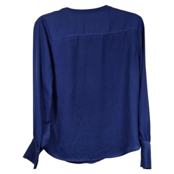 Banana Republic Blue Blouse Long Sleeve Collar V-Neck Henley Dressy Work Career - Picture 6 of 6